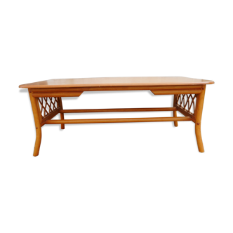Wood and rattan coffee table