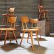Set of 5 all-wood chairs published by Ton 1960