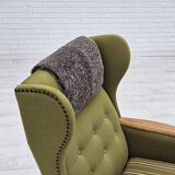 1970s, Danish highback armchair, wool, oak