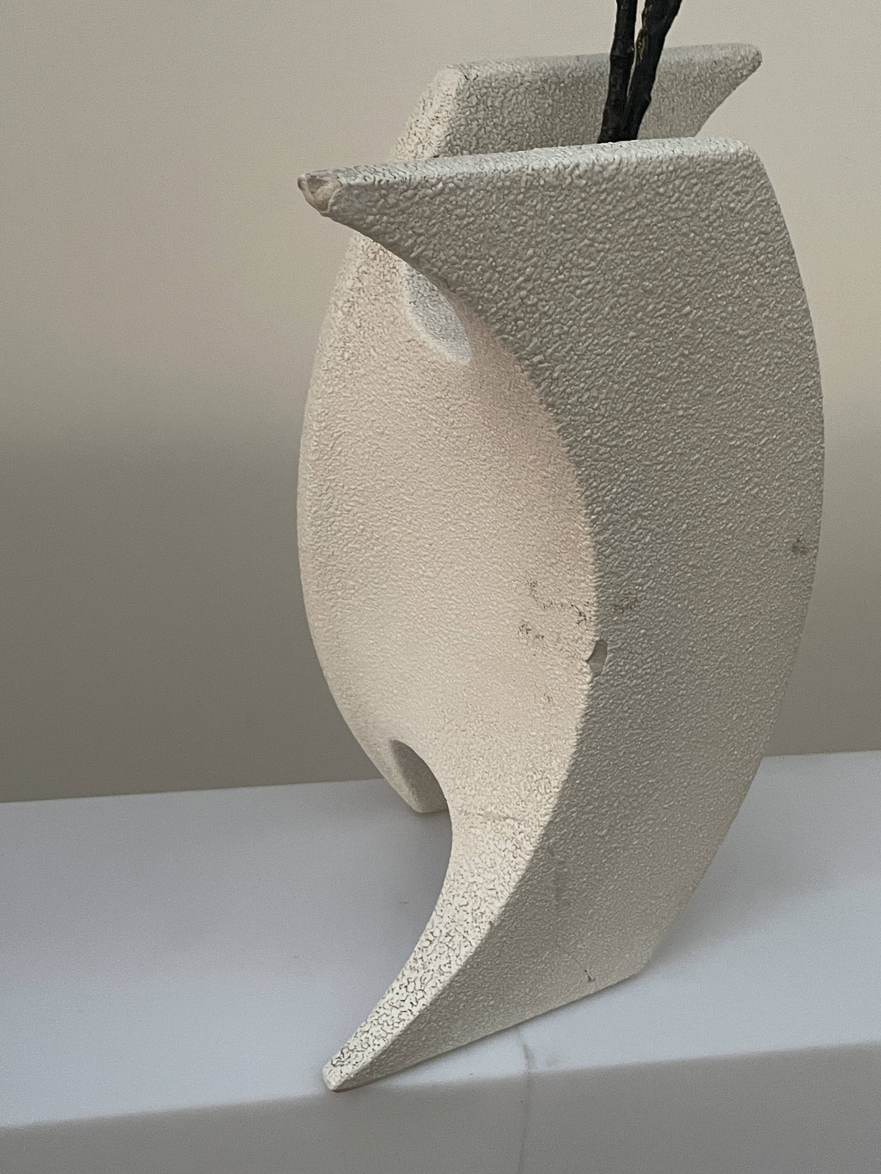 white vase Sculptural Wave -Ceramic - Roberto Rigon - Italy - 1960-70