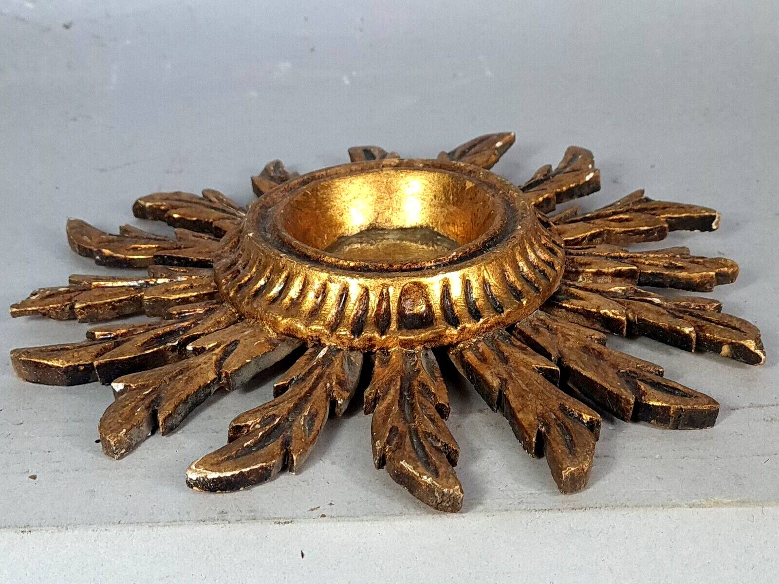 Small vintage golden wood sun mirror 50s 25x3.5 cm Good condition B537