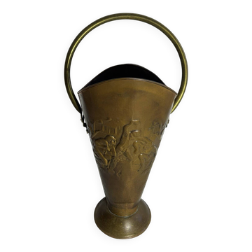 Vintage umbrella stands in solid brass and copper – Relief decoration