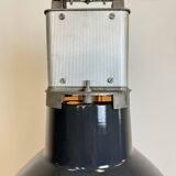 Industrial french dark blue enamel pendant lamp from mazda, 1960s