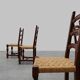 Set of 8 Brutalist Mid-Century Chairs in Wood and Wicker, Belgium ca. 1970