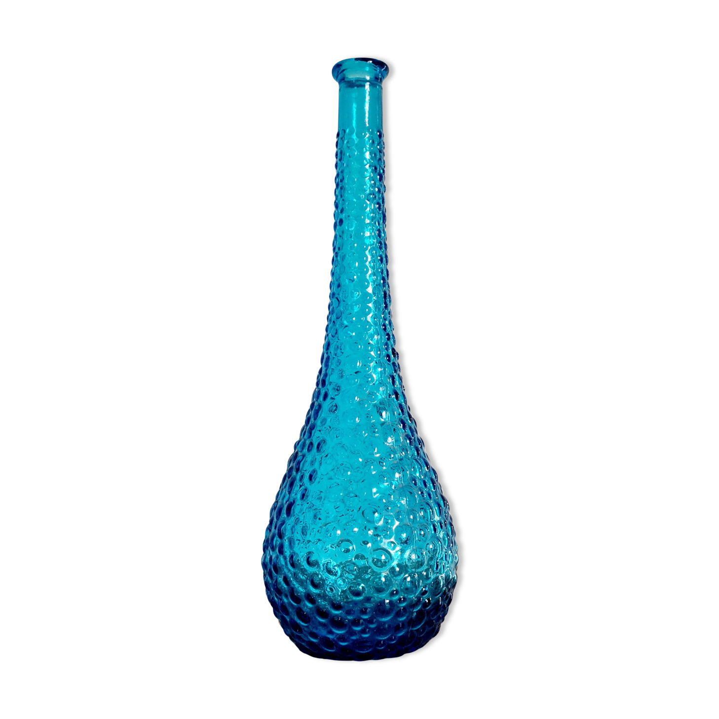 Italian Empoli vase in blue bubble glass