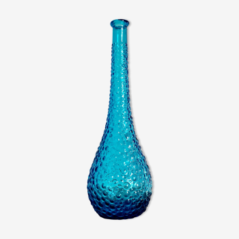 Italian Empoli vase in blue bubble glass