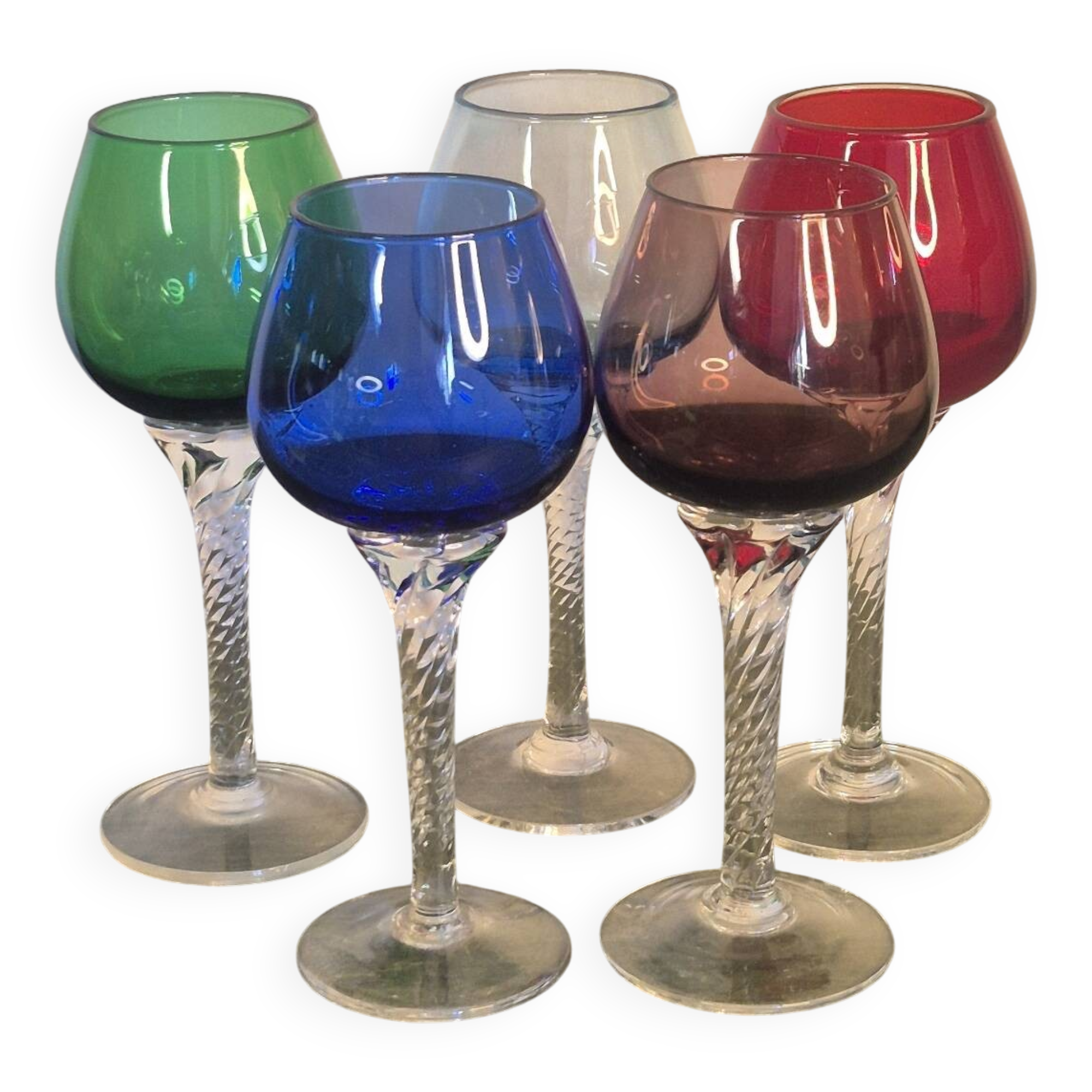 Colored stemmed glasses