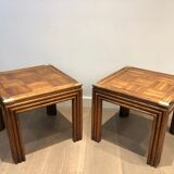 Paire de bouts de canapé en bois et laiton