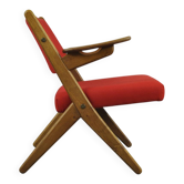 Fauteuil ciseaux danois classique vintage par Arne Hovmand Olsen en chêne, 1960