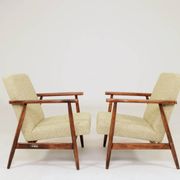 Pair de fauteuils vintage vert nébuleuse années 1970