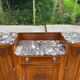 Art Deco 1930s marble and solid oak wood mirror sideboard