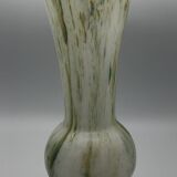 Vase in white opaline blown glass and green, yellow, blue polychrome shades