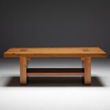 Alpine elmwood dining table in the style of Pierre Chapo, France, 1960s