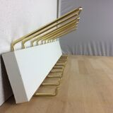 Wall coat rack gold metal and wood 10 hooks