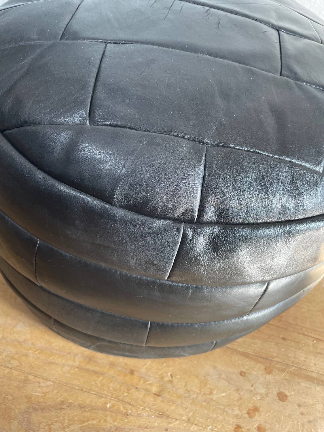 Pouf / Footrest black patchwork leather De Sede