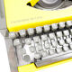 Machine à écrire Olympia AEG Dactymétal De Luxe Jaune révisée ruban neuf avec valise verte