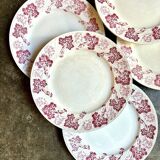 6 Lunéville flat plates in pink ironstone, "Jeannette" service