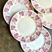6 Lunéville flat plates in pink ironstone, "Jeannette" service