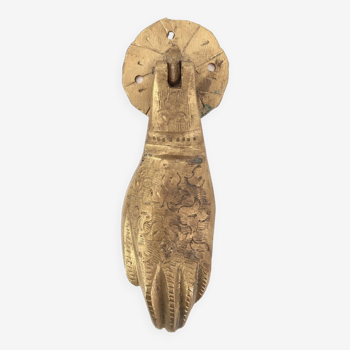 Hand-shaped brass door knocker, 1970s