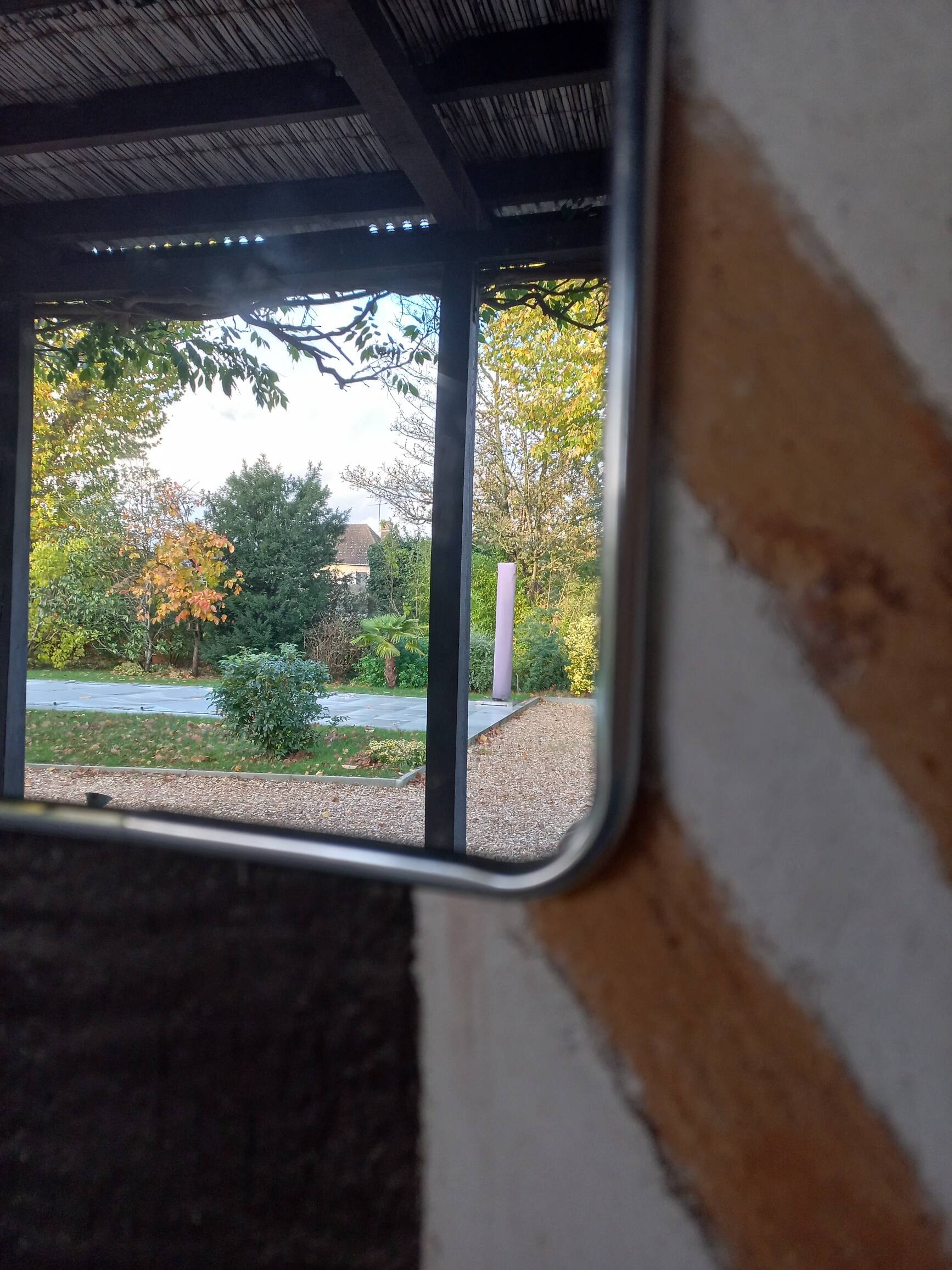 Barber mirror with chain