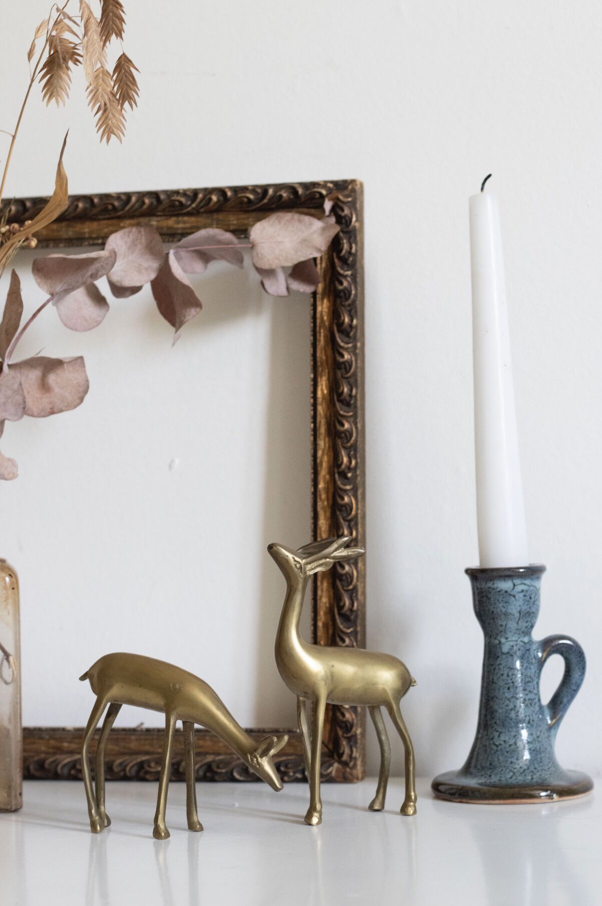 Vintage brass deer and doe