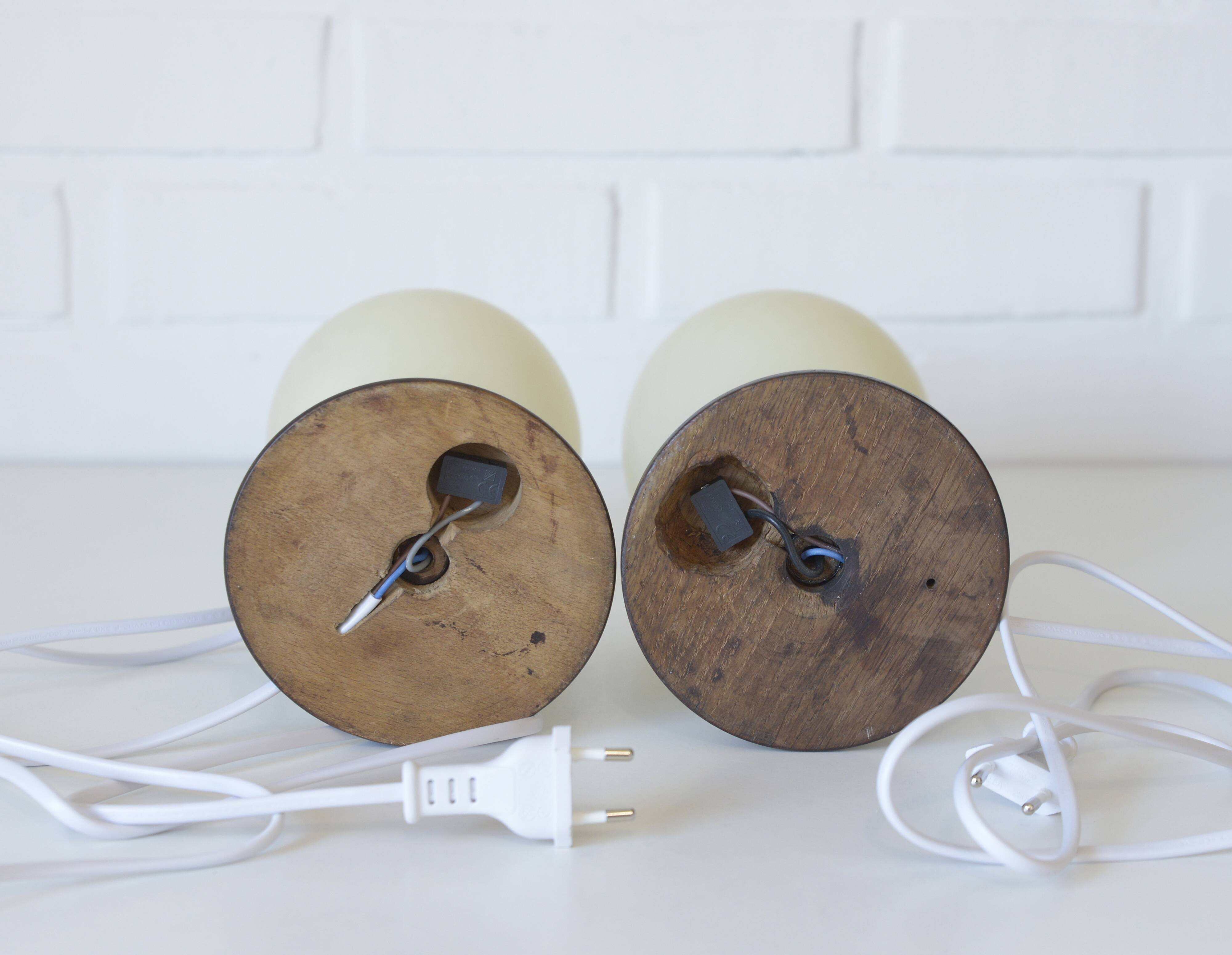 Pair of Vintage Bedside Lamps Wooden Rustic Desk Lights 1960's
