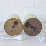 Pair of Vintage Bedside Lamps Wooden Rustic Desk Lights 1960's