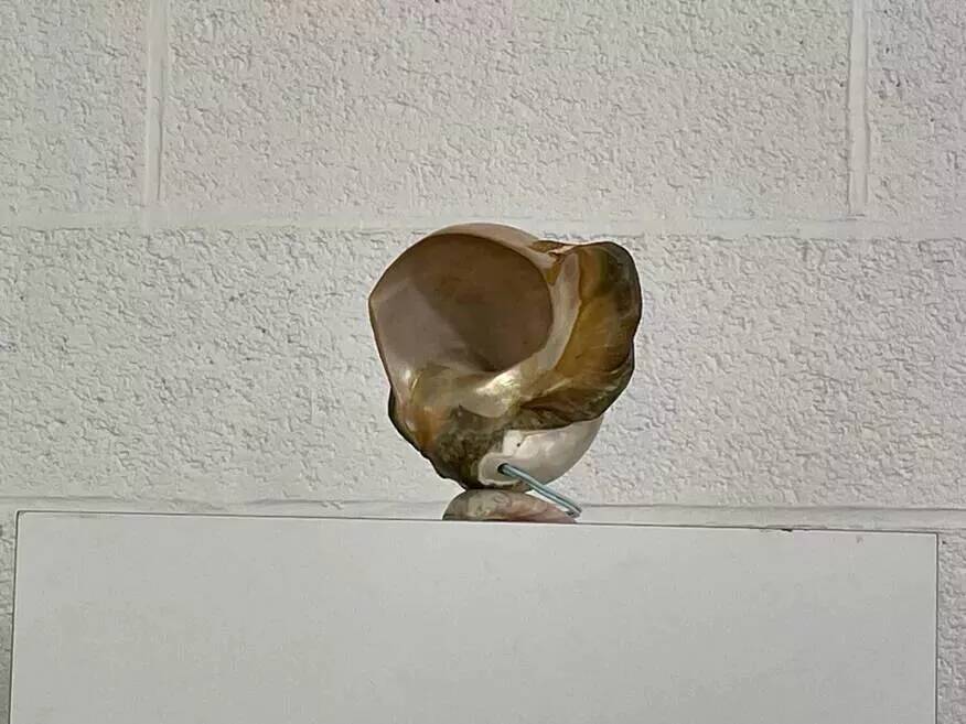 Antique lamp made of mother-of-pearl.