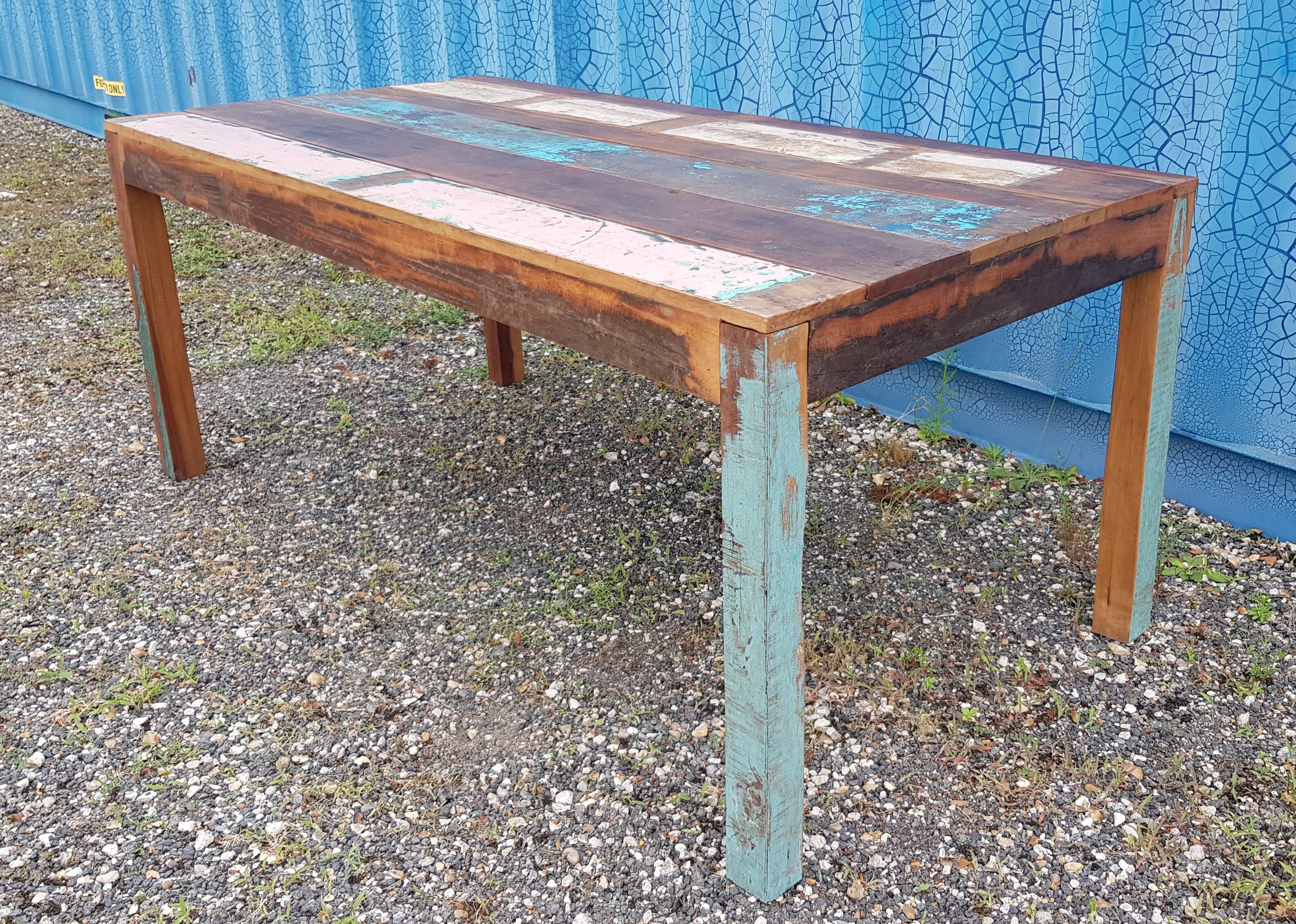 Table à manger rectangulaire en teck polychrome