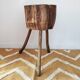 Brutalist side table - Former solid wood farm block