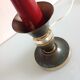 Brass lamp foot and art deco style wood