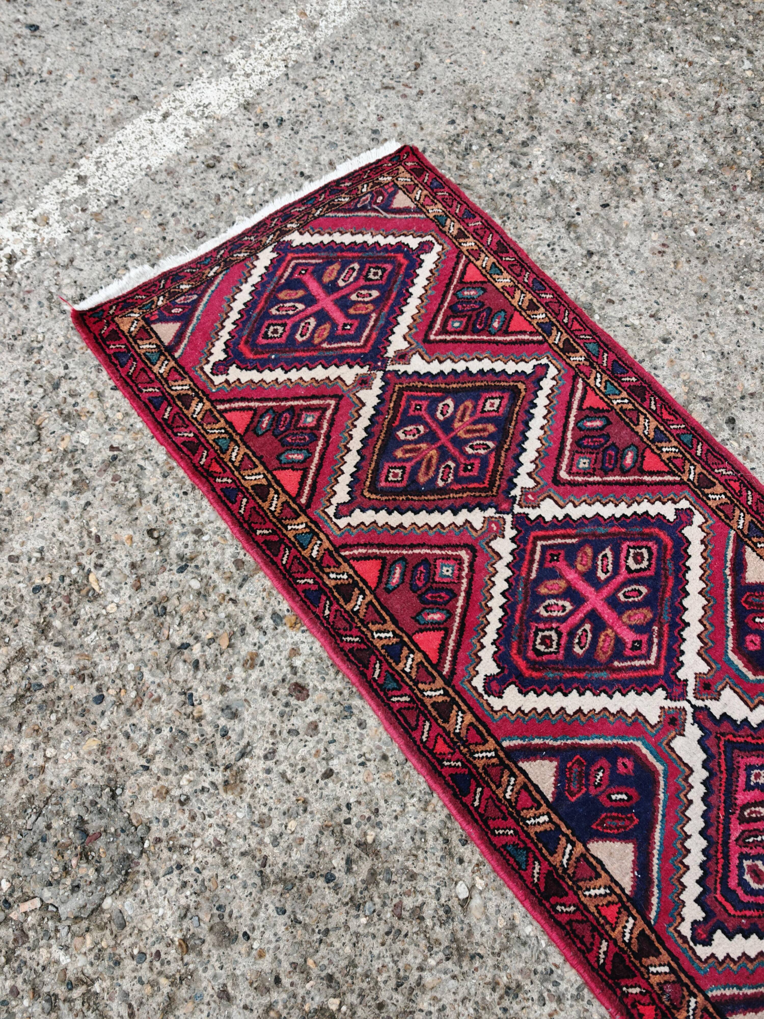 Vintage hand-knotted Hamadan runner rug from the 1960s.