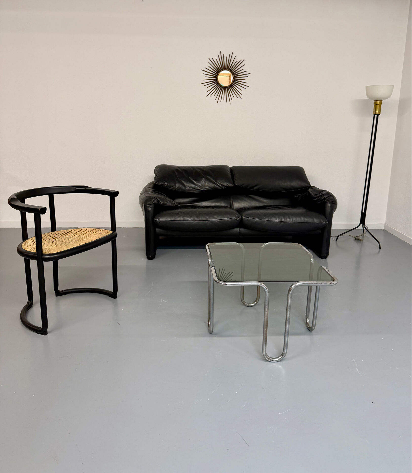 Canapé maralunga design design Vico MAGISTRETTI Cassina en cuir noir