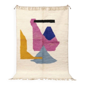 Tapis berbère beni ouraine fait main à motifs colorés 1,4/2,6 m