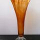 Former orange bullé glass vase col corolle - vintage transparent foot