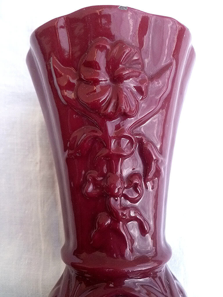 Enamelled cast iron vase, vintage