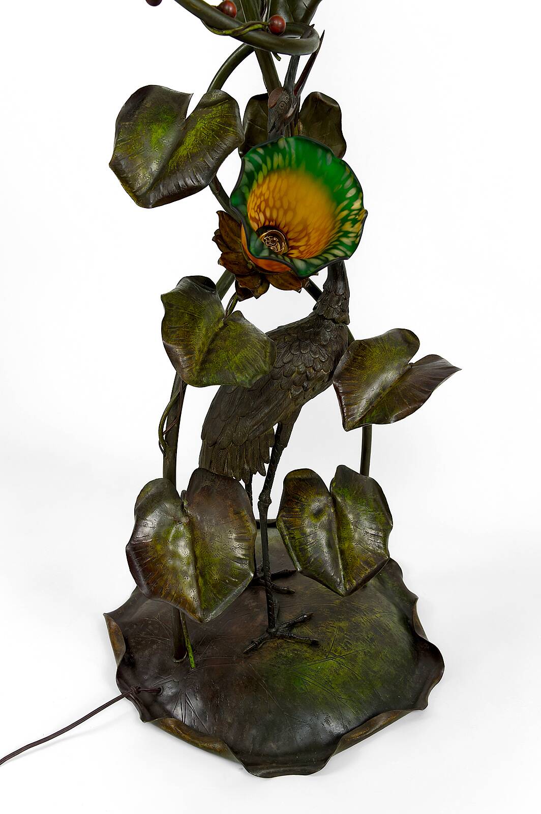 Japanese-style Heron floor lamp, Art Nouveau, France, circa 1900