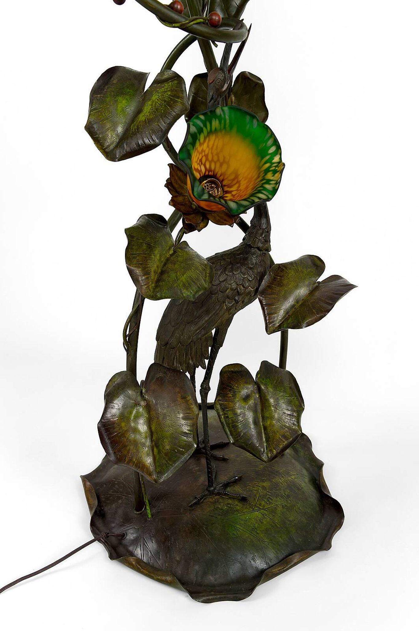 Japanese-style Heron floor lamp, Art Nouveau, France, circa 1900