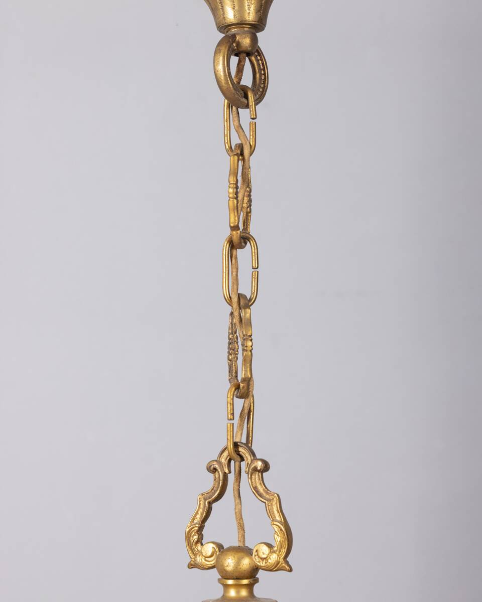 Classic 12 light golden bronze chandelier from the mid-20th century