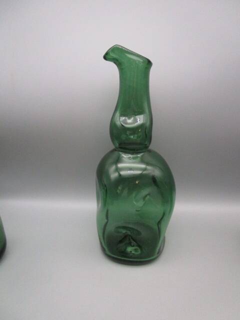 Carafe and 6 vintage Empoli glasses - 1960s