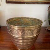 Art deco brass pot cover 24cm diam