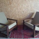 Pair of modernist Rio rosewood rack-and-pinion armchairs