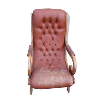 Fauteuil marron cuir