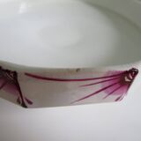 Compotier–Vintage serving plate-Cake dish–Dark pink red art deco patterns - octagonal shape