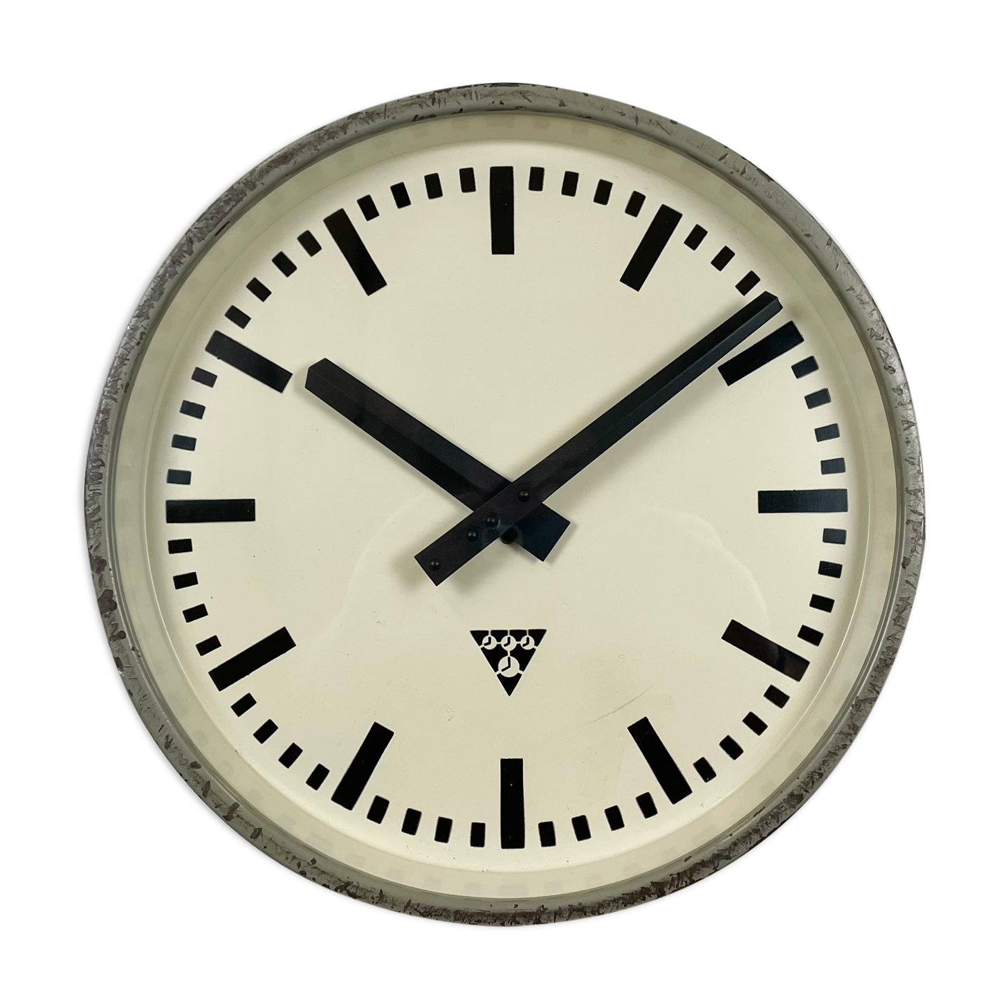 Grey Industrial Factory Wall Clock from Pragotron, 1960s