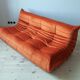 Canapé 3 places Togo en velours orange ambré de Michel Ducaroy pour Ligne Roset, 1973
