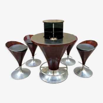 Set de 4 tabourets + table « Fountain » par John Mortensen pour Dyrlund, Danemark 1970