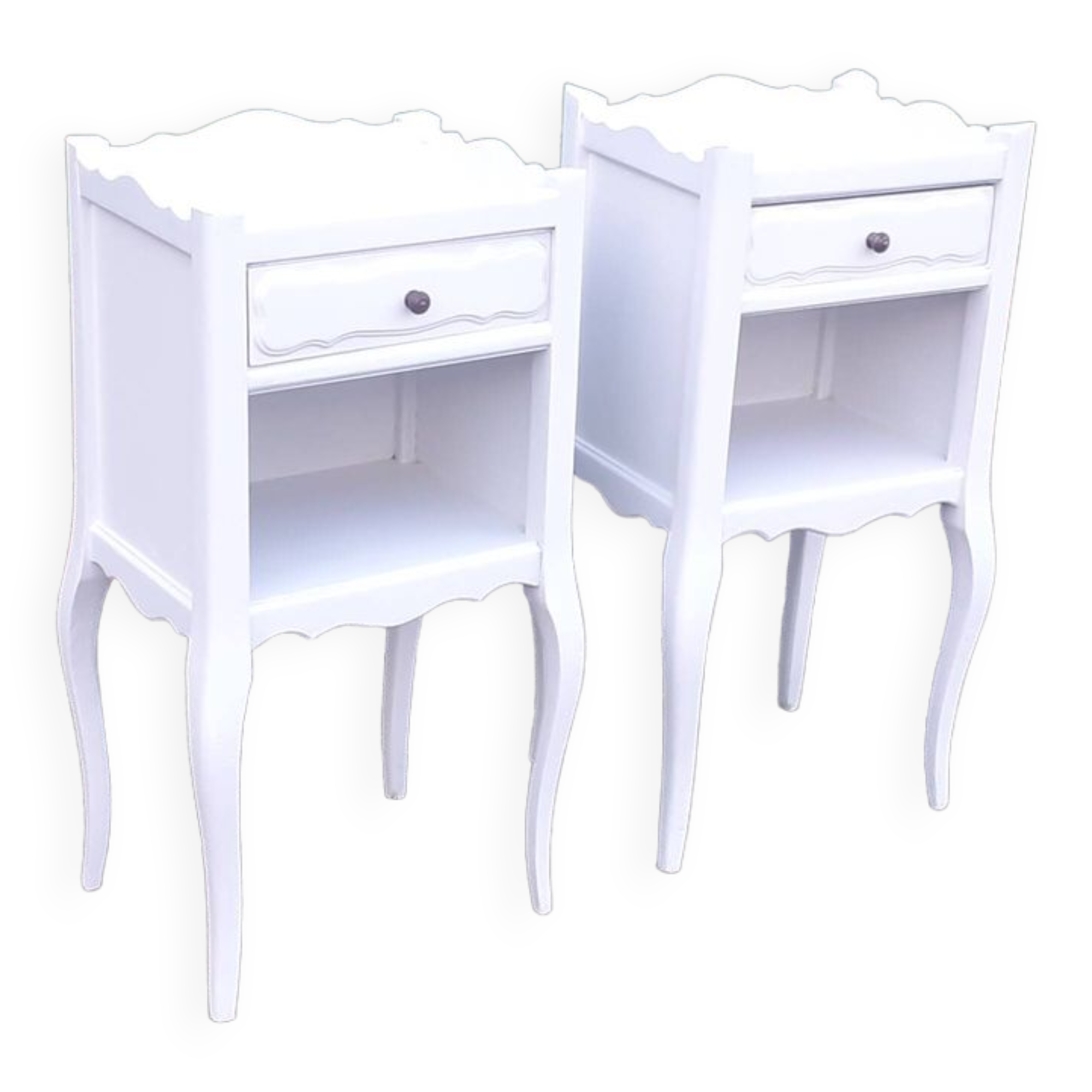 Paires de chevets 1 tiroir 1 niche blanc