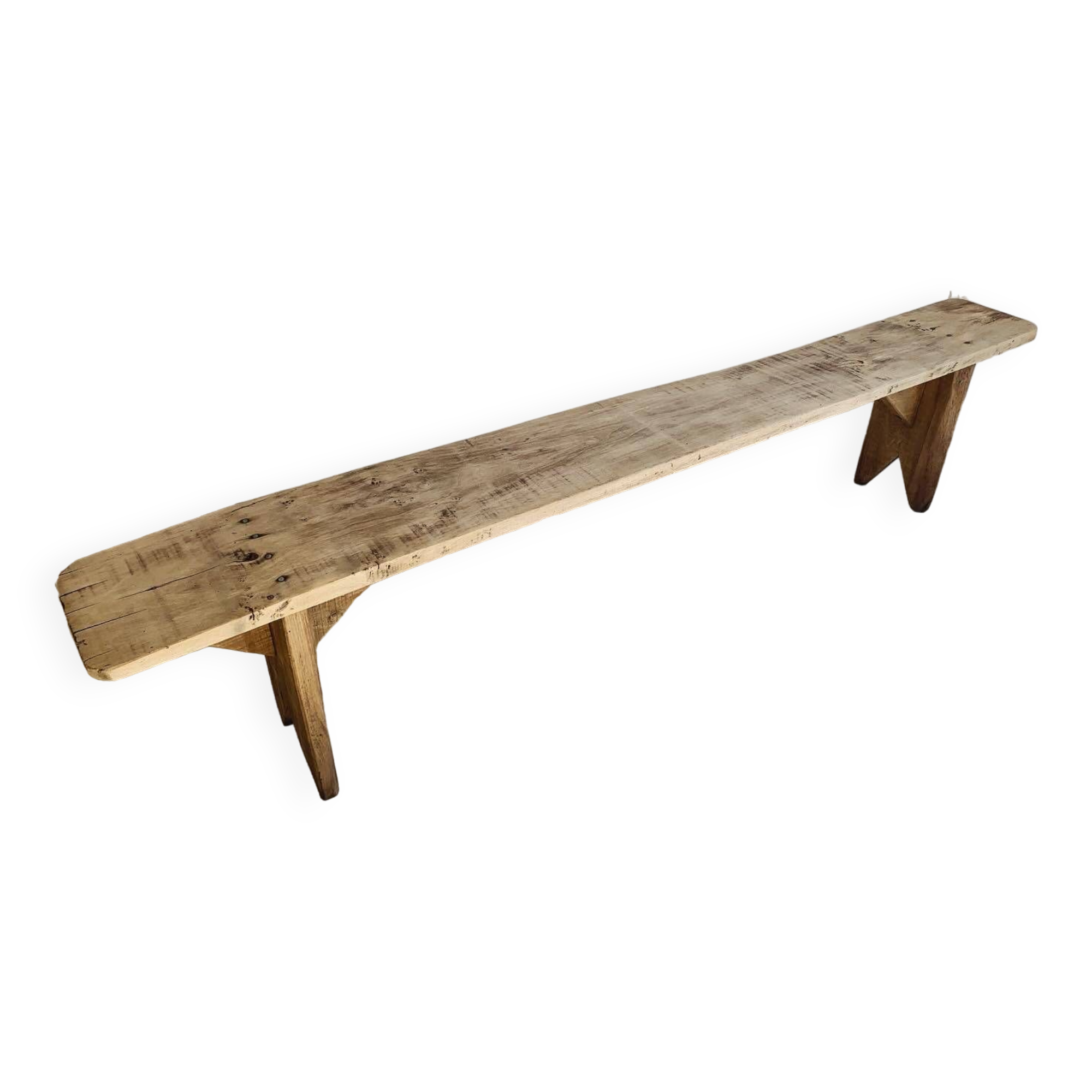 Old restored wooden farm bench