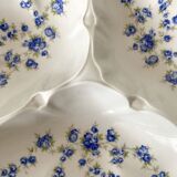 Plat 3 compartments en porcelaine Pillivuyt, fleurs bleues